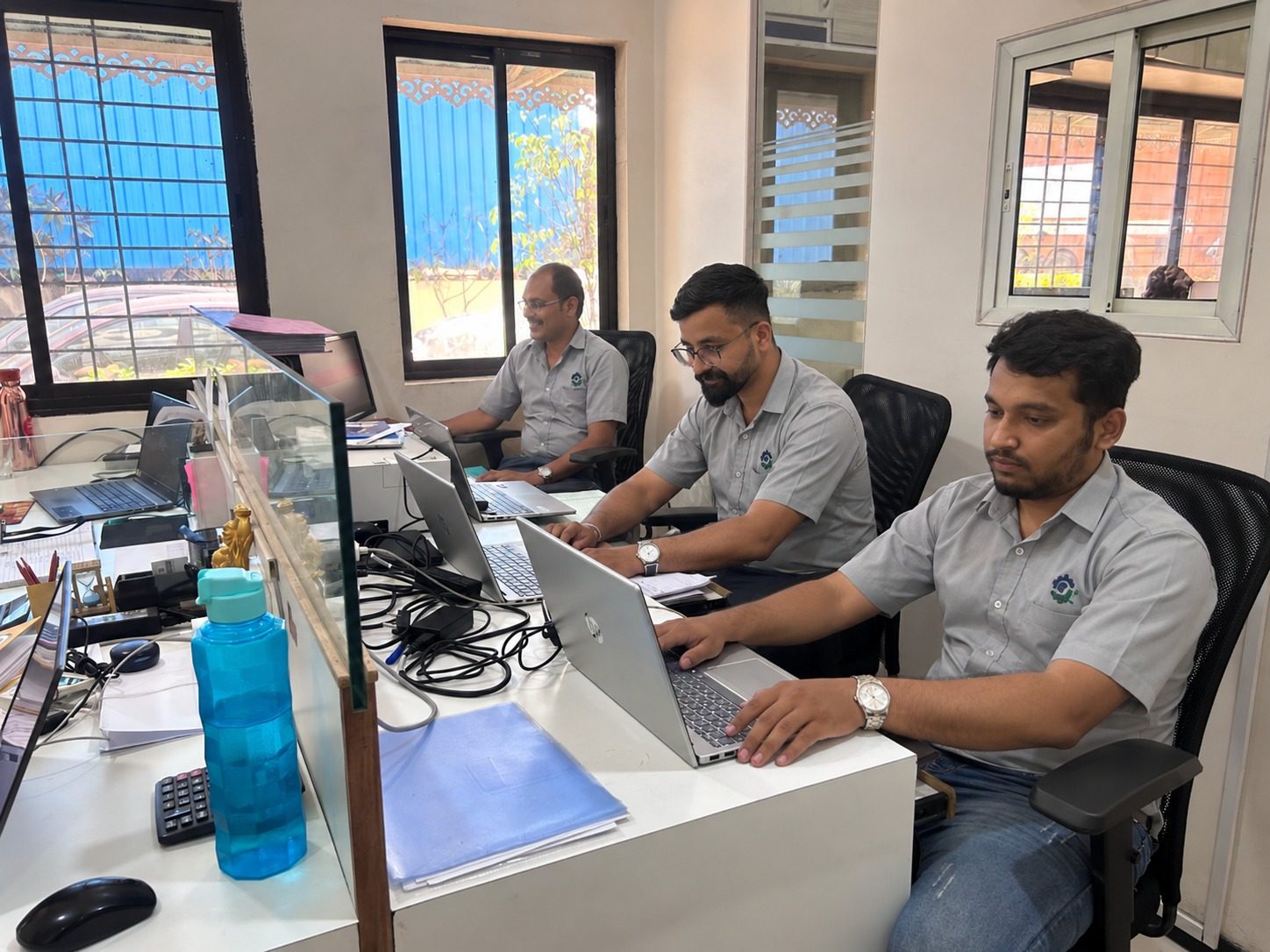 The control tower team at the Somatne Phata office